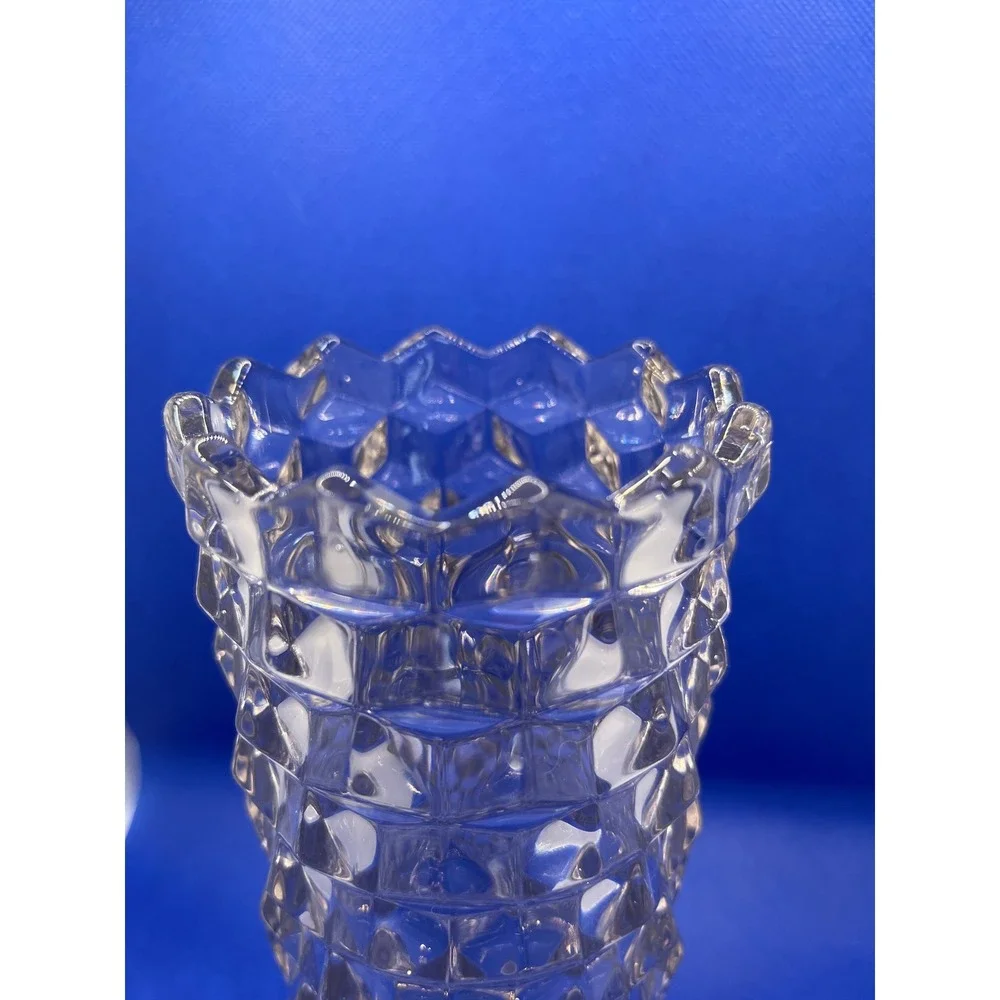 Fostoria American glass vase - 8in- clear with brownish/pink hue